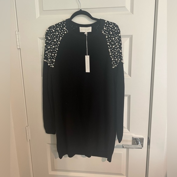 NWT Michelle Mason Faux Pearl-embellished Cotton Sweater Dress - Picture 5 of 6